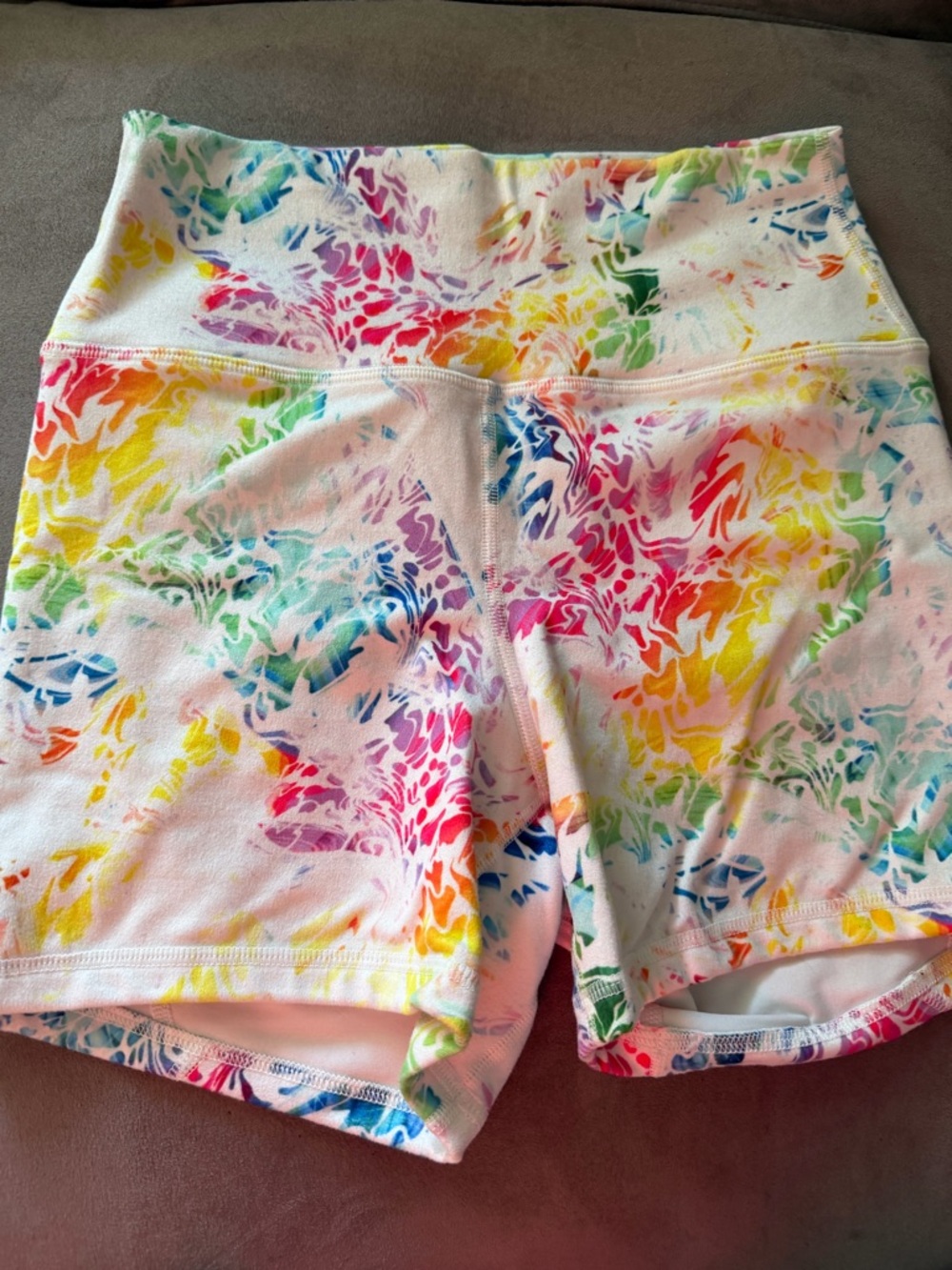 Fleo Multicolor Tie-Dye Floral High-Waist Athletic Shorts